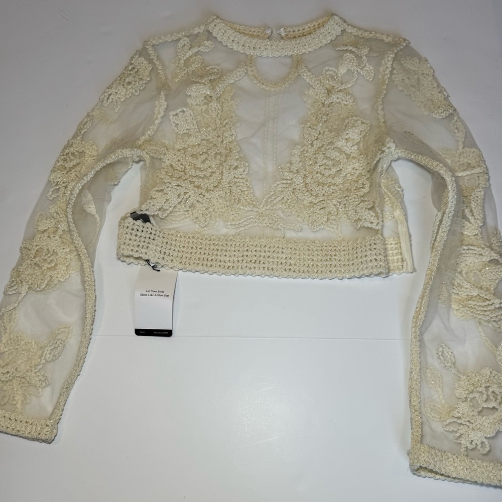 Anewsta Floral Top Crochet Mesh ivory size XS - Picture 3 of 10